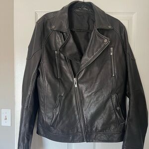 Rogue biker jacket size large EUC genuine leather cotton lining moto jacket
